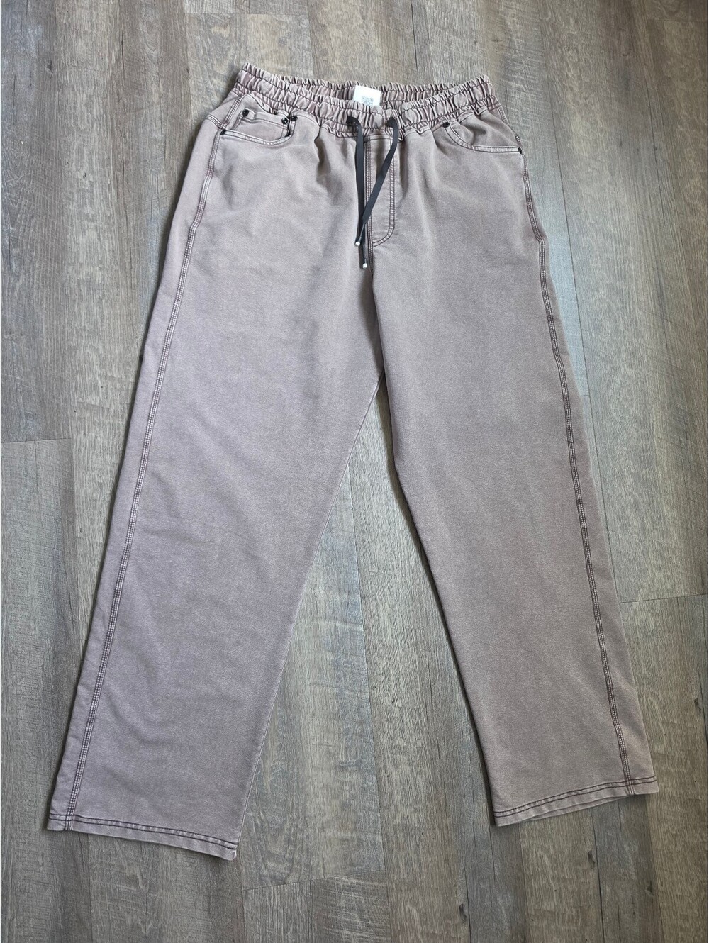 Zara Casual Elastic Waist Pants in Beige, Size 15